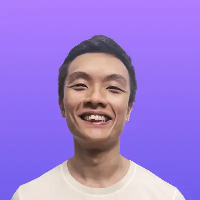 User headshot against purple background