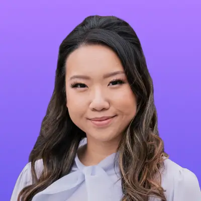 User headshot against purple background