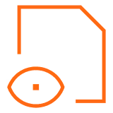 Icon of a document with an eye symbol at its bottom left corner.