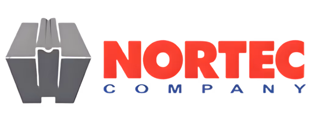 Nortec Company logo with a gray geometric symbol to the left and bold red uppercase 'NORTEC' text above smaller blue 'COMPANY' text.
