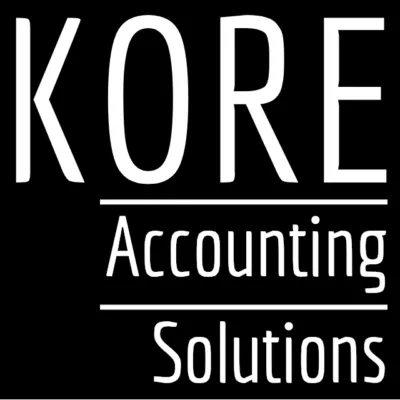 Logo with the text KORE Accounting Solutions in white on a black background.