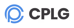 CPLG company logo with stylized blue and black circular icon to the left of the letters CPLG