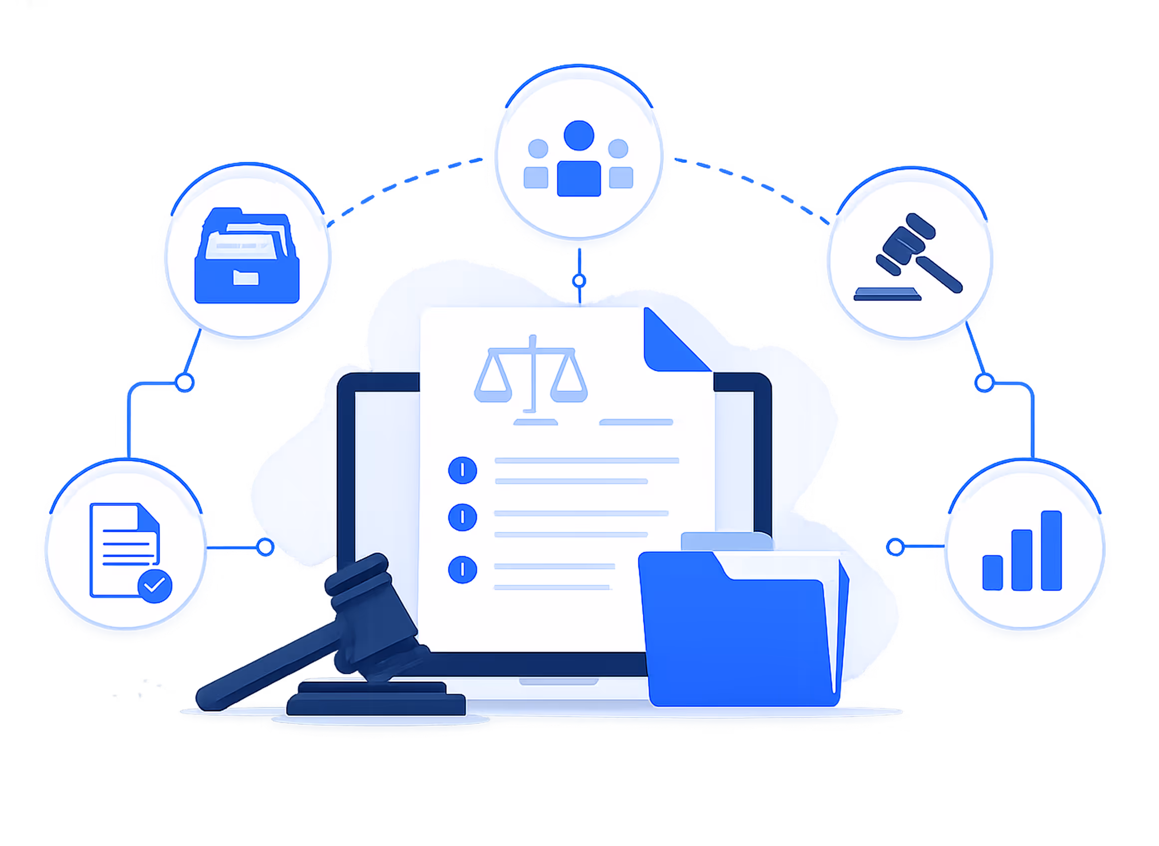 Illustration of a robot generating a signed document quickly, symbolized by profile and insurance icons, an arrow, and a stopwatch.