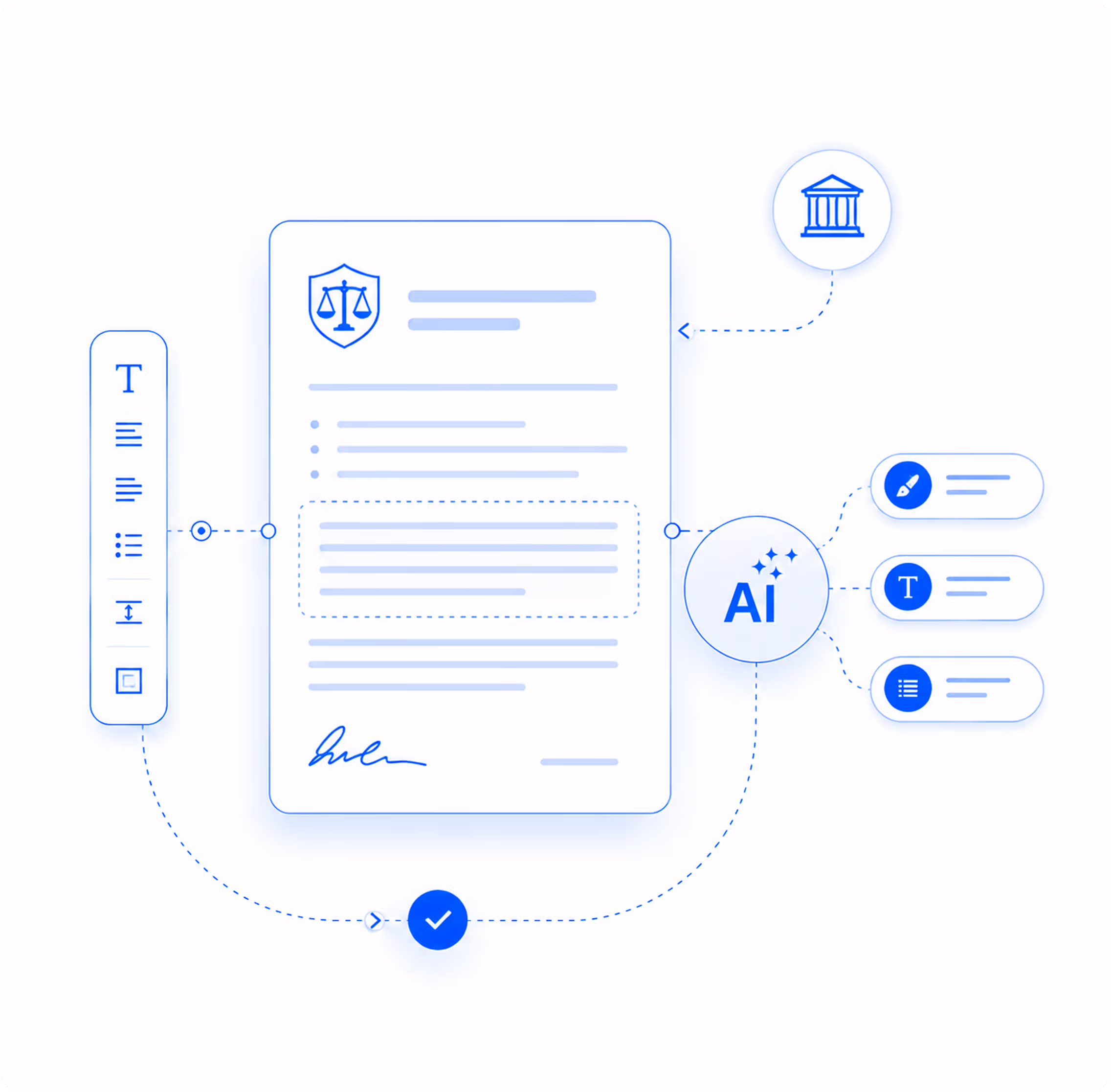 Four blue icons with text describing automatic repair timelines, state lemon law requirements with a US map, compliant demand letters with a legal document, and case documents with folder and papers.