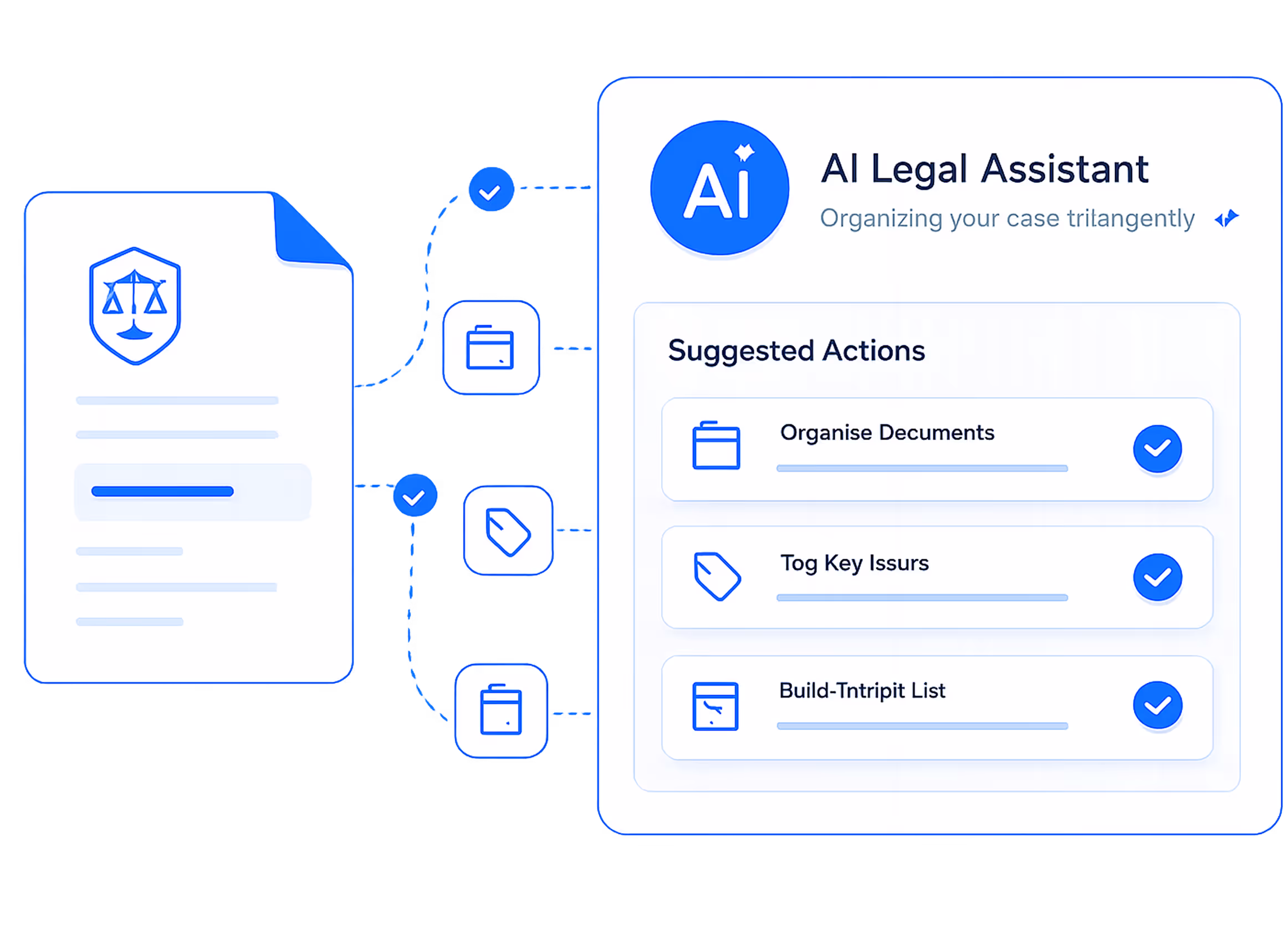 Illustration of a robot generating a signed document quickly, symbolized by profile and insurance icons, an arrow, and a stopwatch.