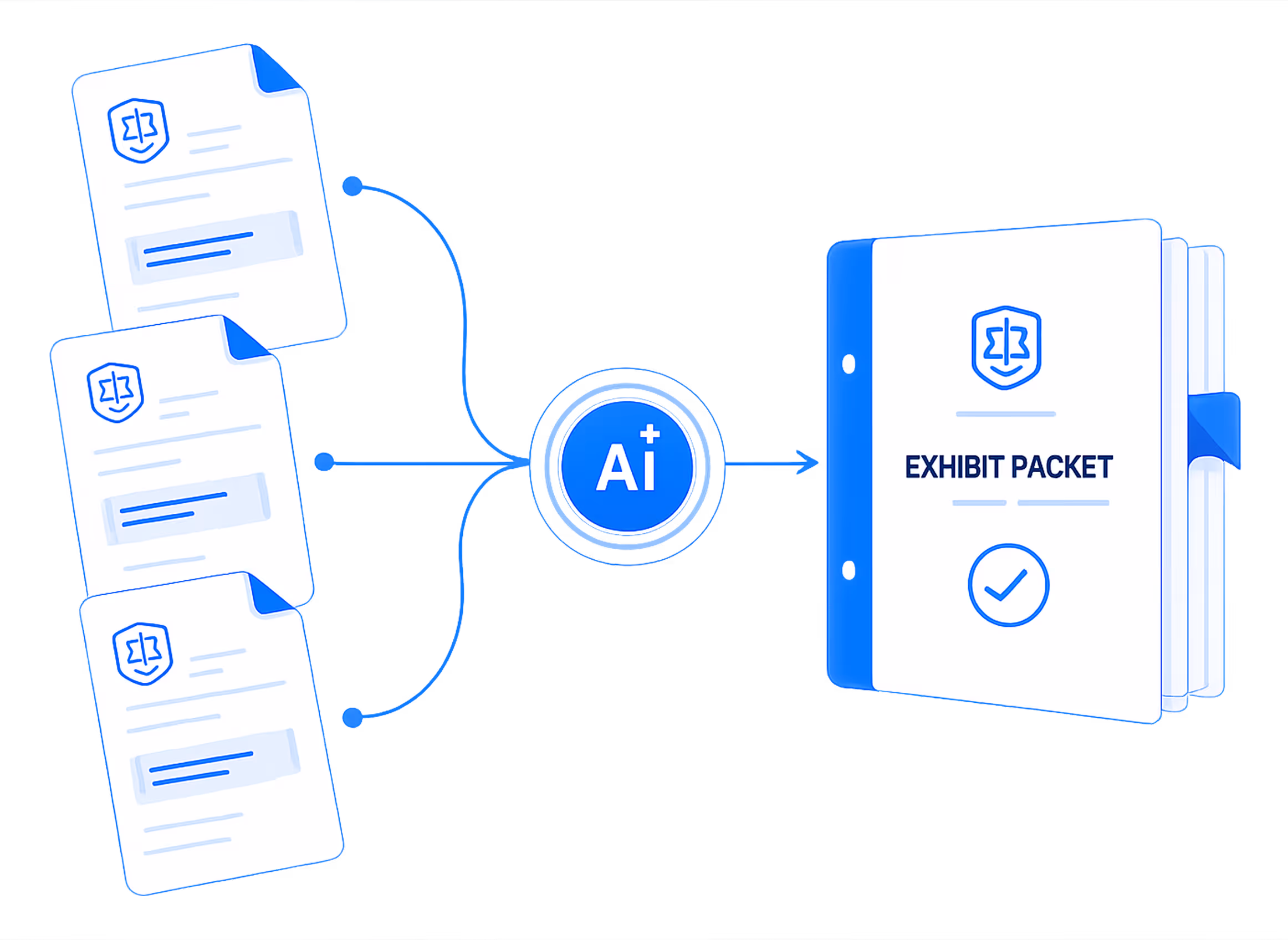 Illustration of a robot generating a signed document quickly, symbolized by profile and insurance icons, an arrow, and a stopwatch.