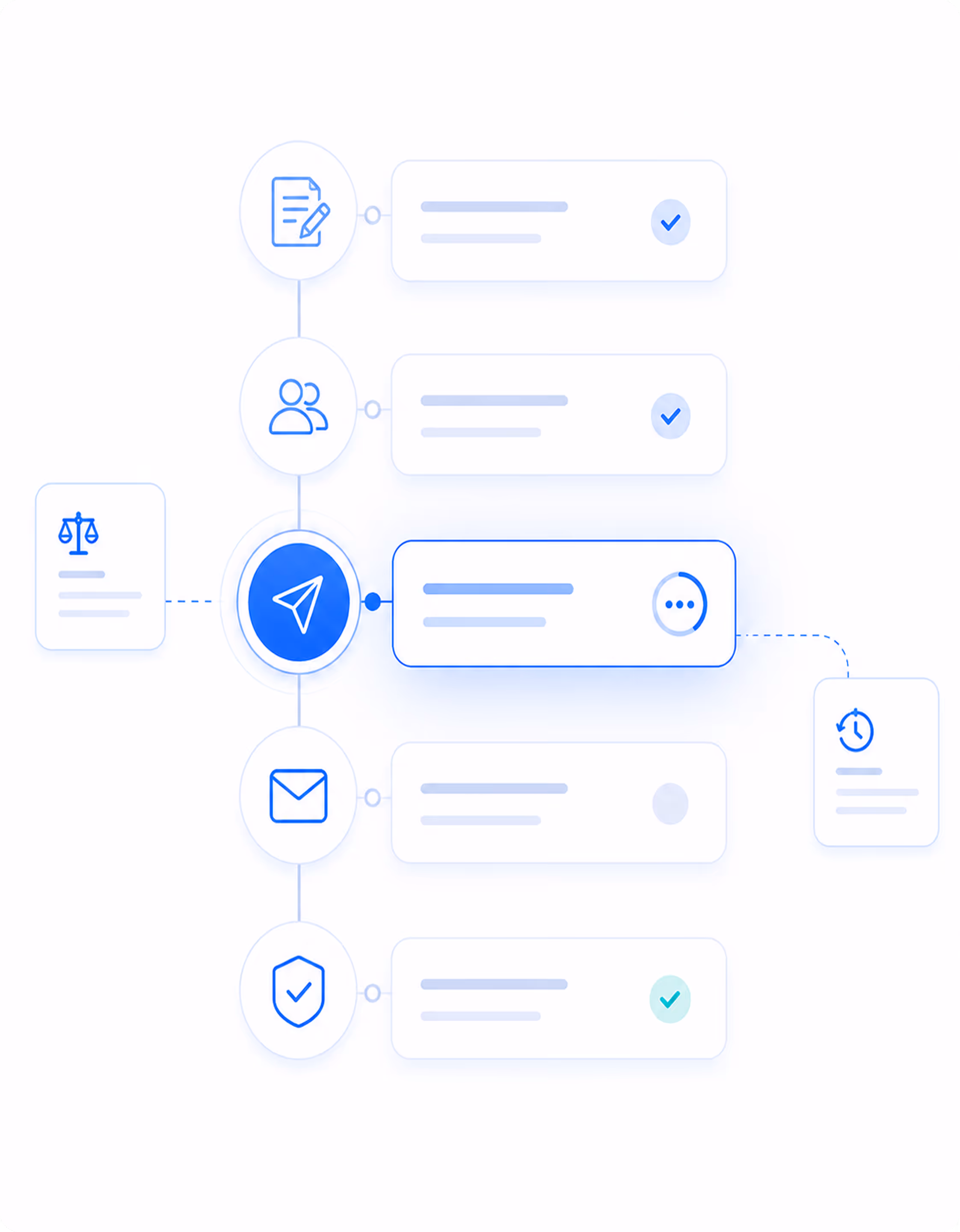 Four blue icons with text describing automatic repair timelines, state lemon law requirements with a US map, compliant demand letters with a legal document, and case documents with folder and papers.