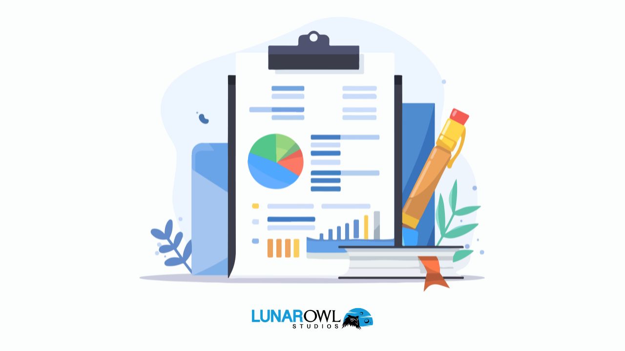 Illustration of a step-by-step guide on creating a business plan, featuring a lunar owl as a mascot.