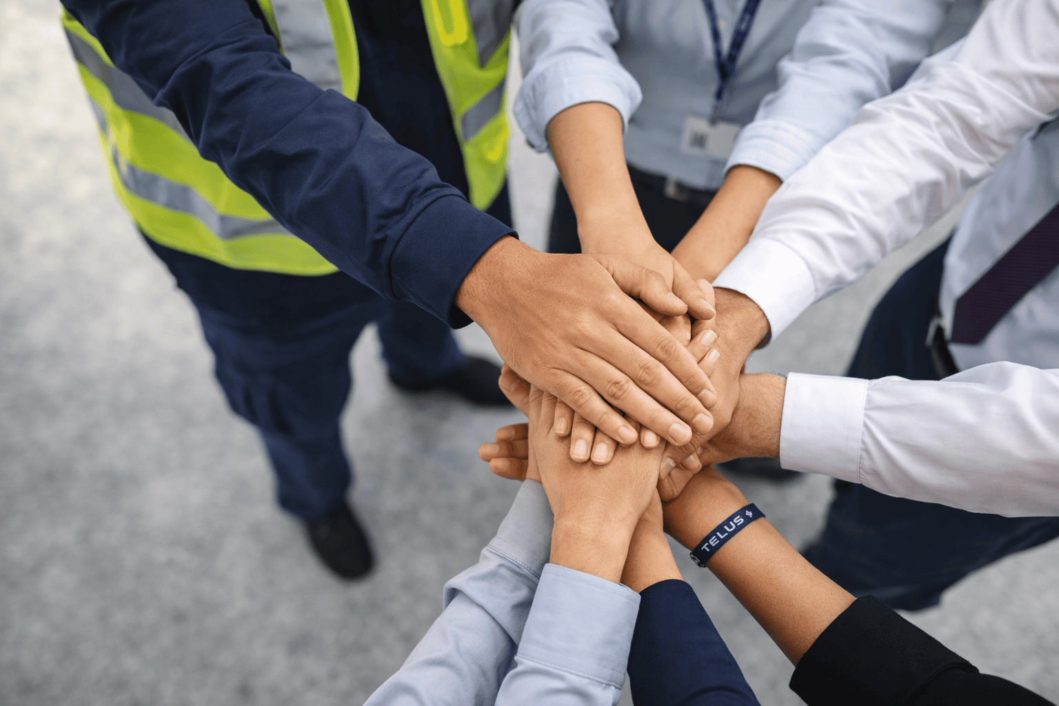 Mains empilées par solidarité