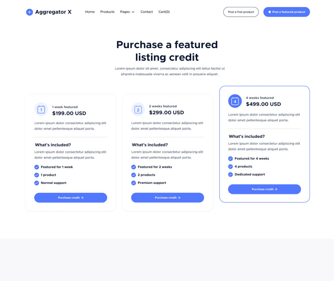 Aggregator X - Credits Page - Upvoting Webflow Template