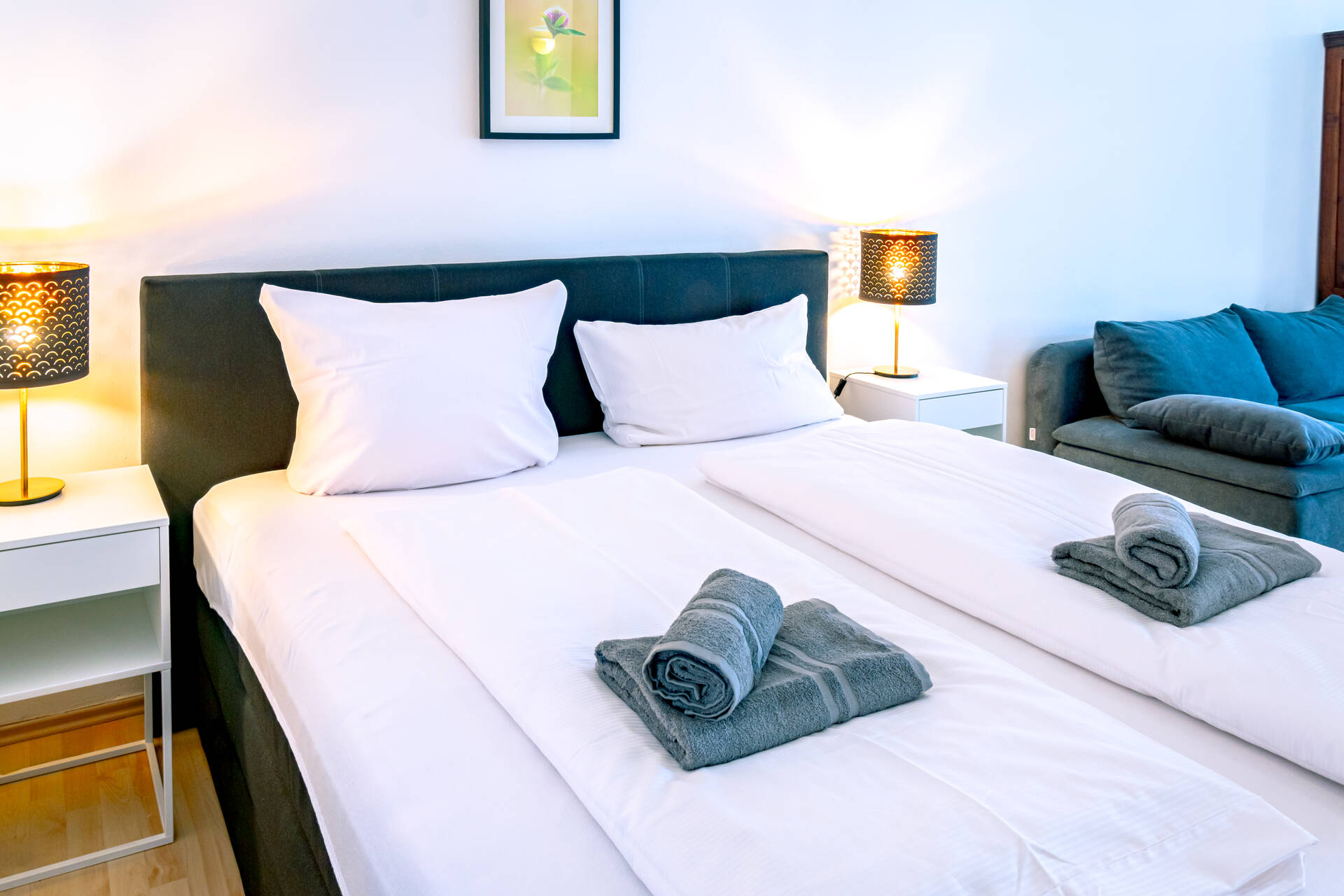 Doppelbett in der Ferienwohnung