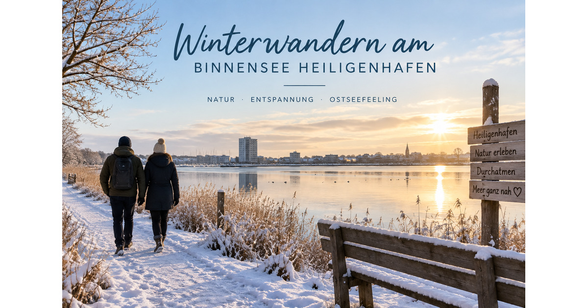 Winterlicher Blick über den Binnensee in Heiligenhafen mit stillem Wasser und grauem Himmel