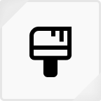 Icon of a paintbrush with a square brush head and a handle.