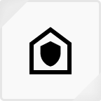 Icon of a house with a shield in the center, symbolizing home security or protection.