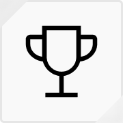 Simple black trophy icon on a light gray background.