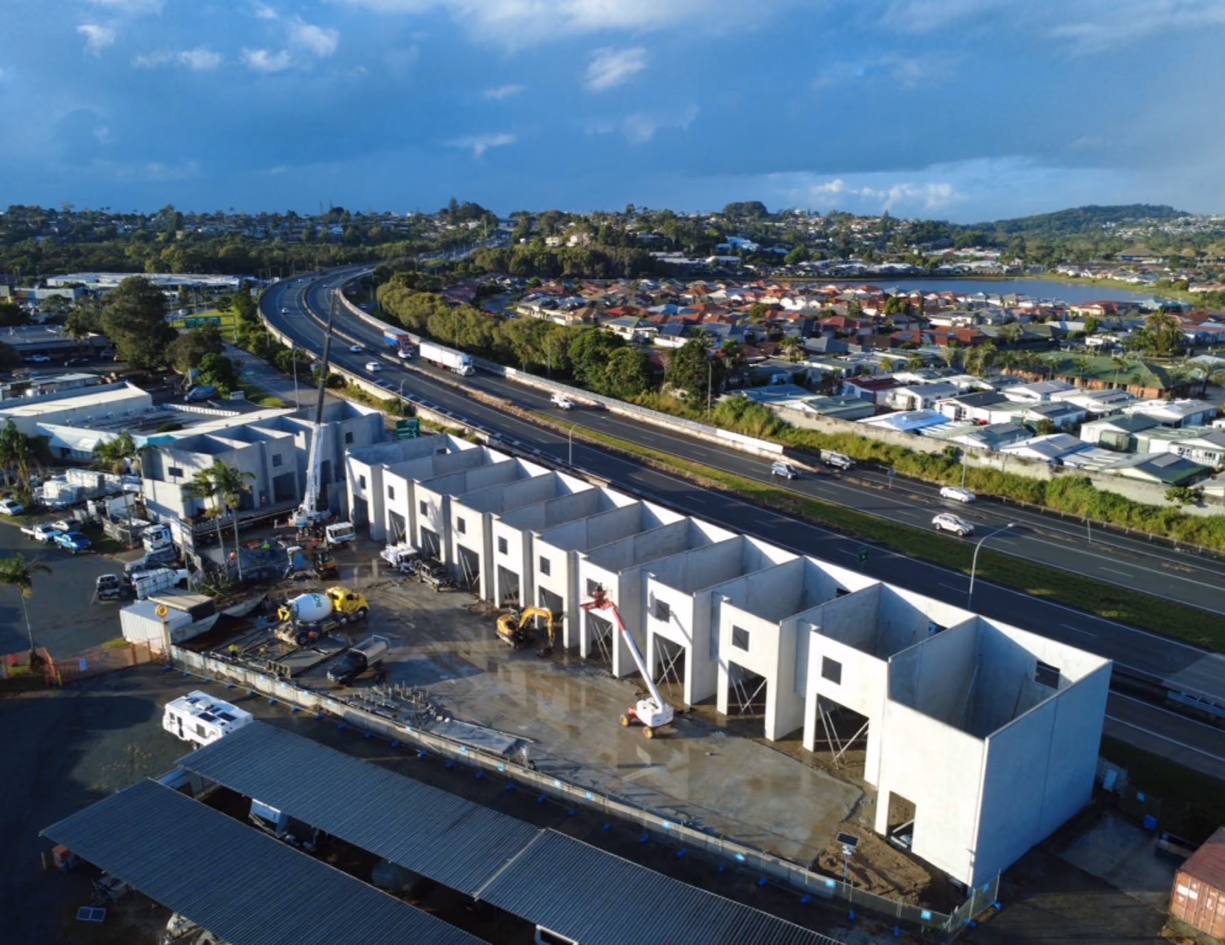 Aerial view of industrial warehouse development