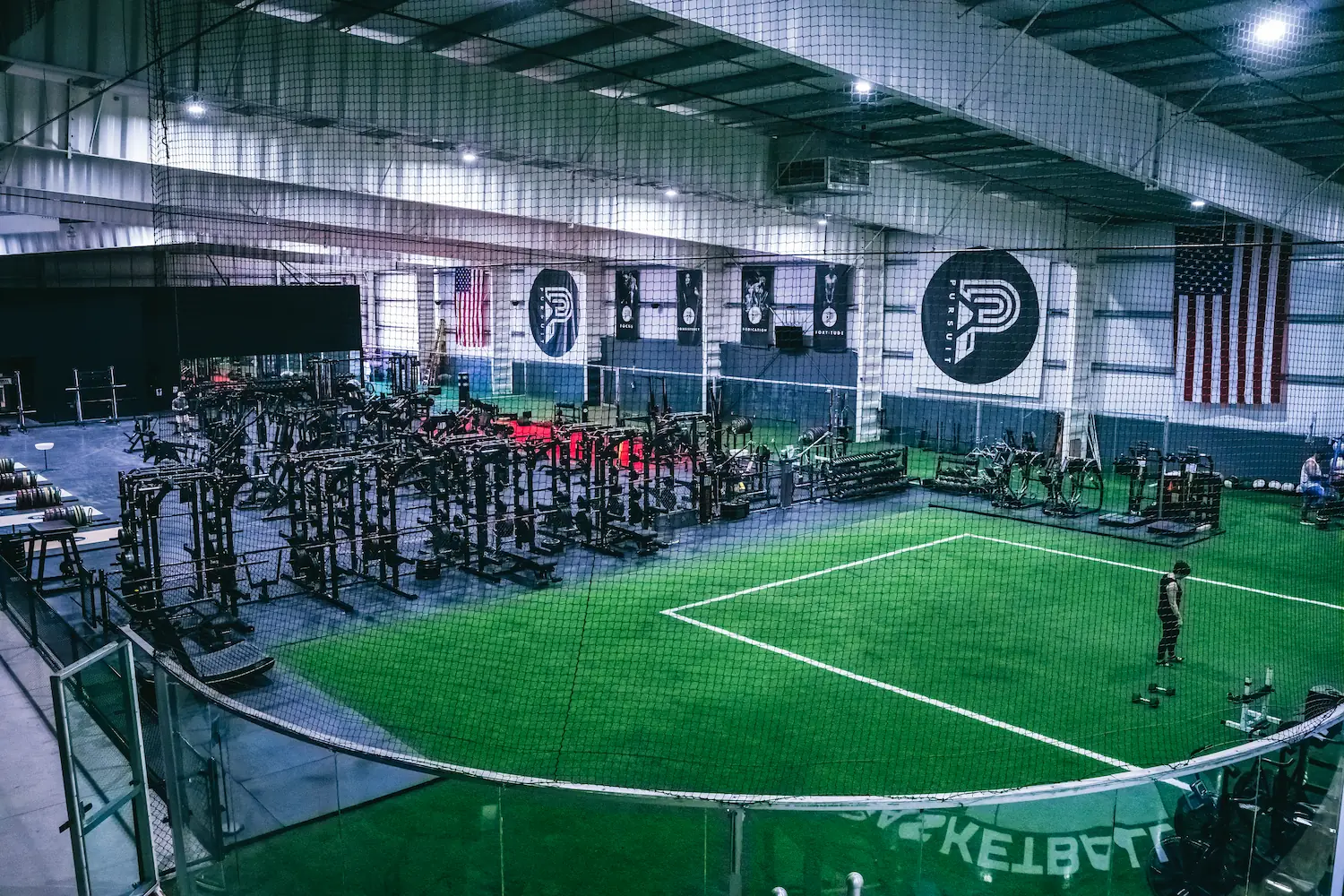 Interior view of Pursuit Training turf and gum, the premier strength facility in Windsor.
