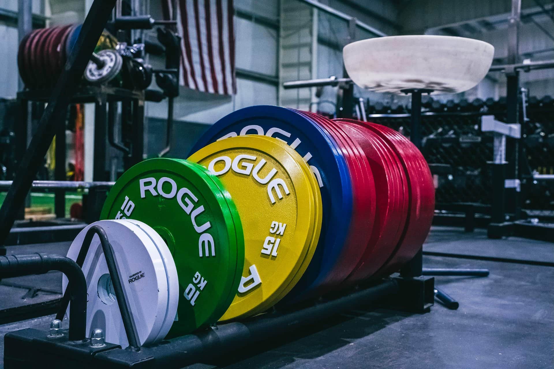 Interior view of weight plates at Pursuit Fitness, the premier strength facility in Windsor.