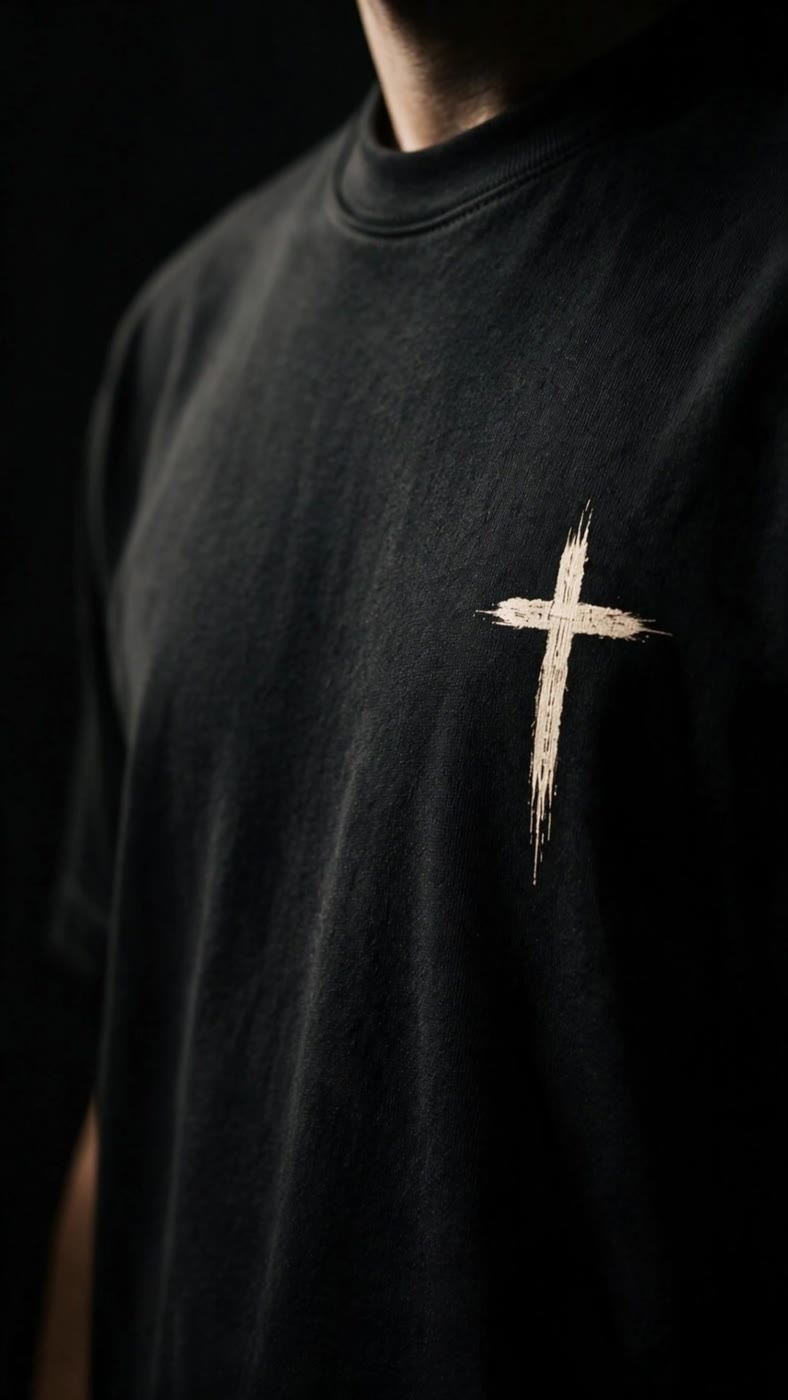 Left chest brush cross, pre-production concept
