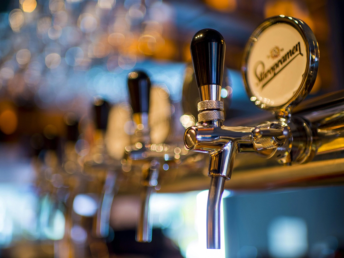 Close up view of a beer tap