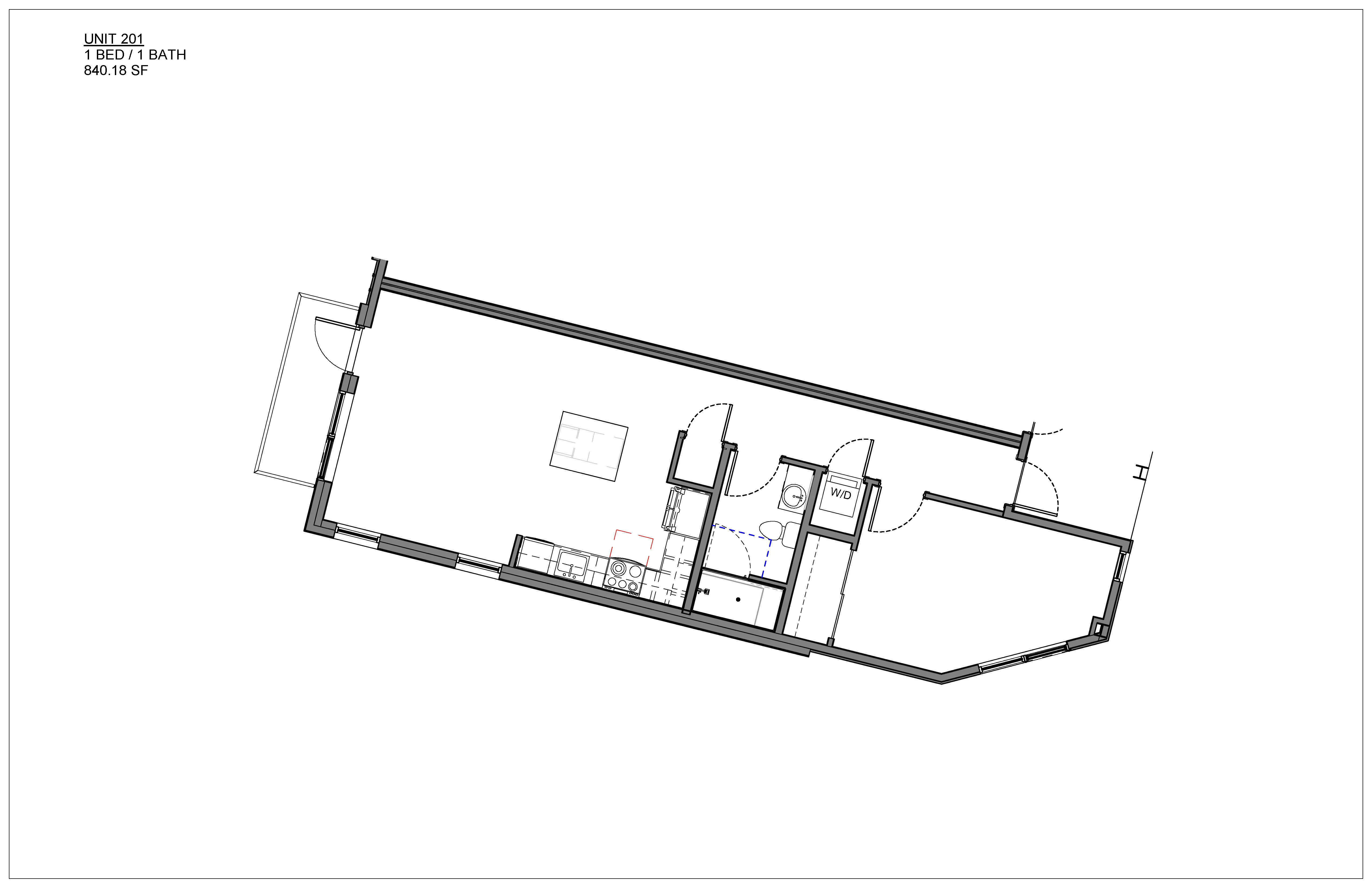 One bedroom condo floor plan at Hawthorne in South Knoxville