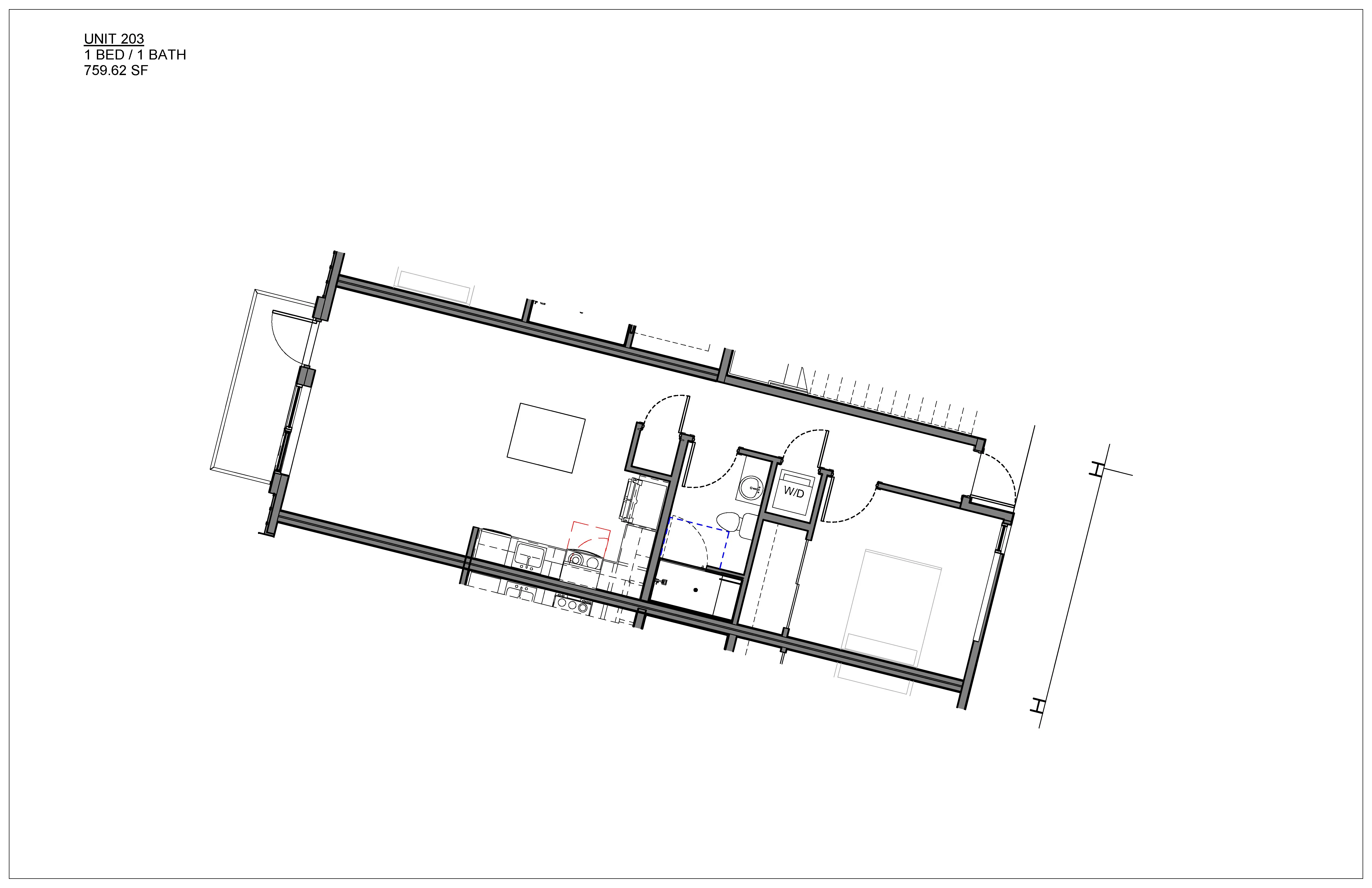 One bedroom condo floor plan at Hawthorne in South Knoxville