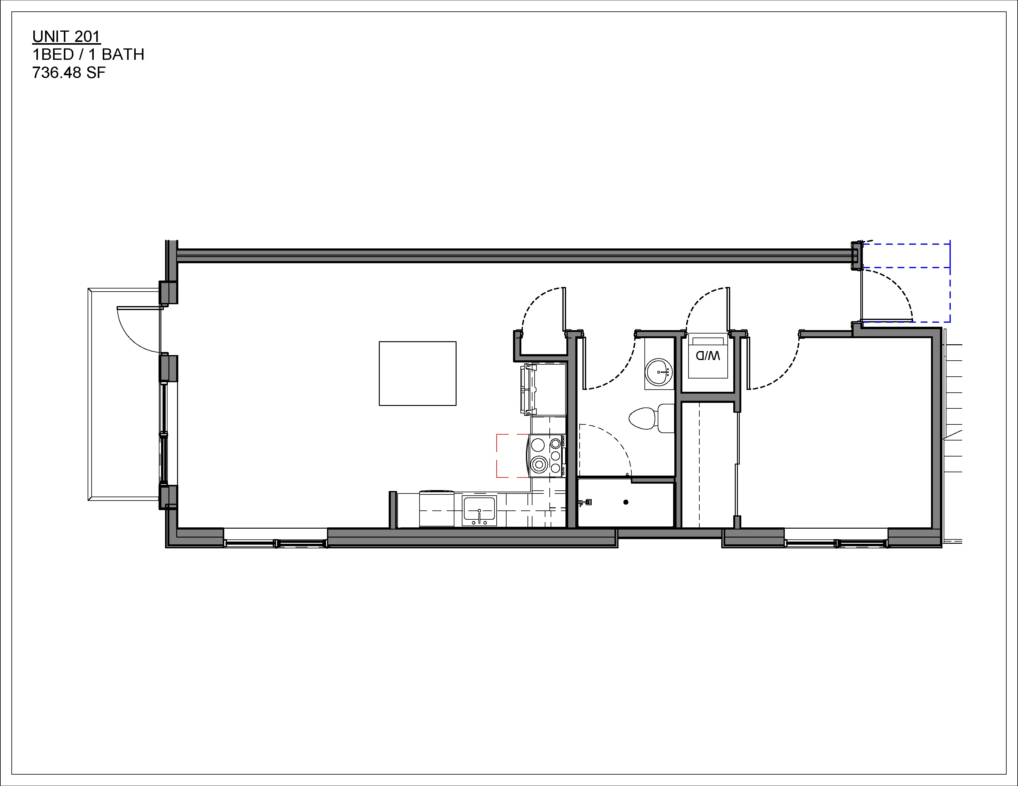 One bedroom condo floor plan at Suttree in South Knoxville