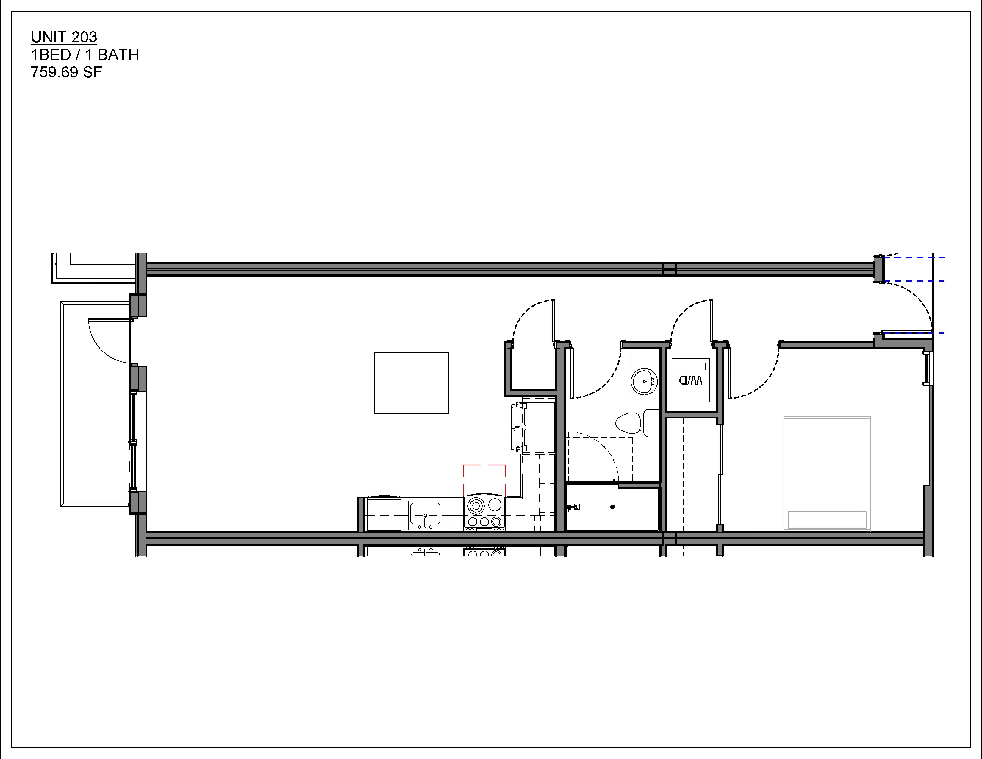 One bedroom condo floor plan at Suttree in South Knoxville