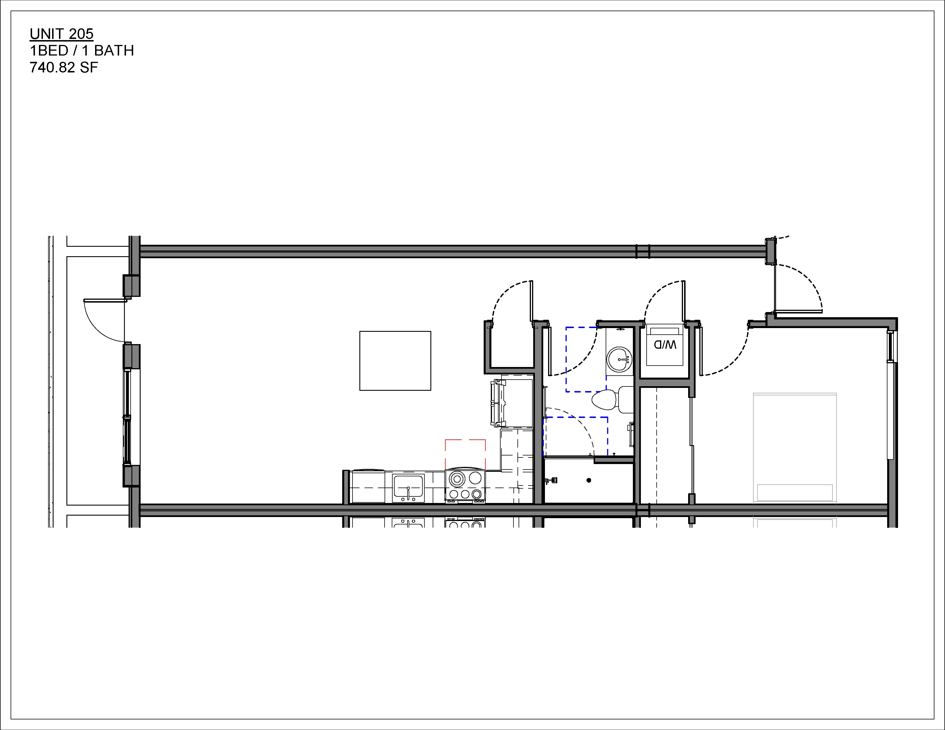 One bedroom condo floor plan at Suttree in South Knoxville