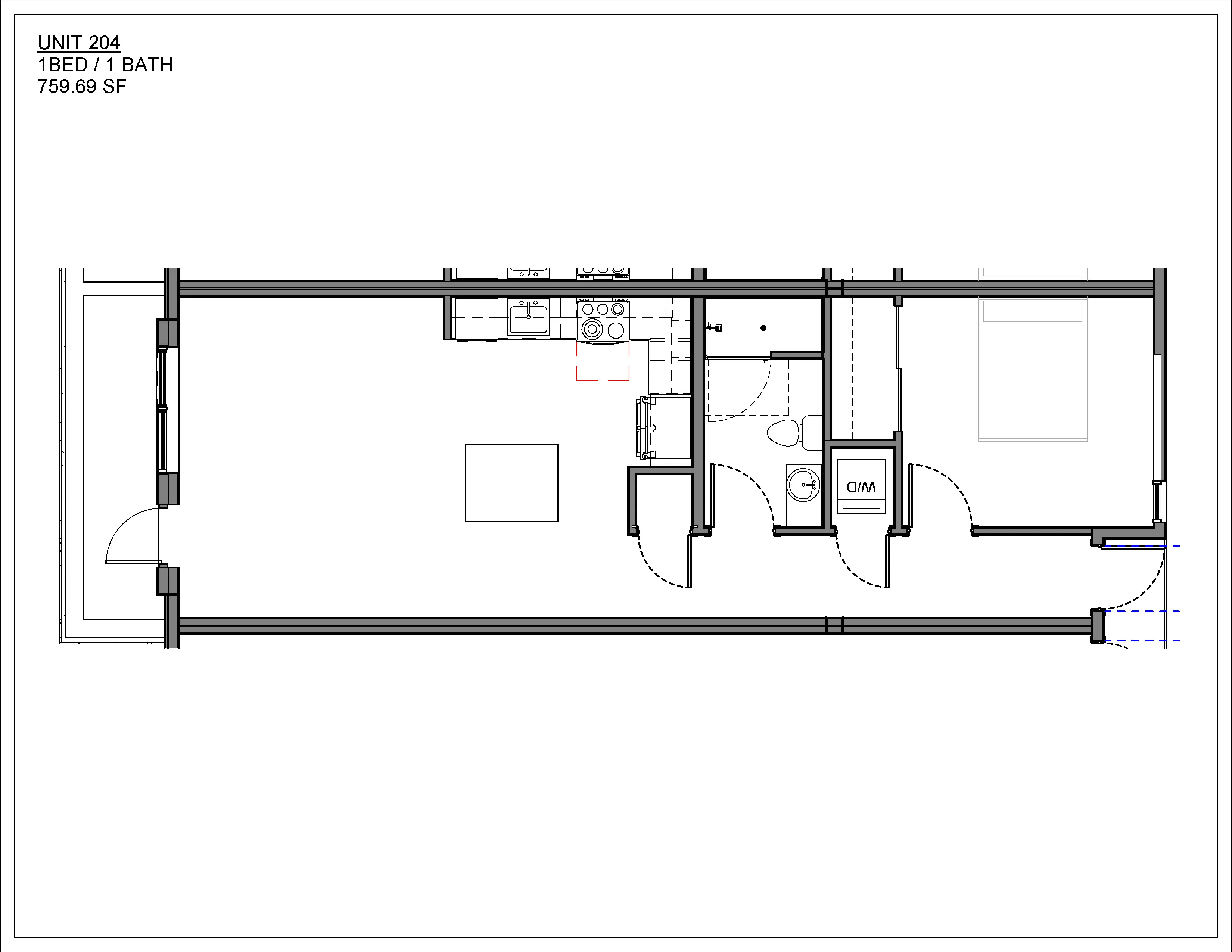 One bedroom condo floor plan at Suttree in South Knoxville