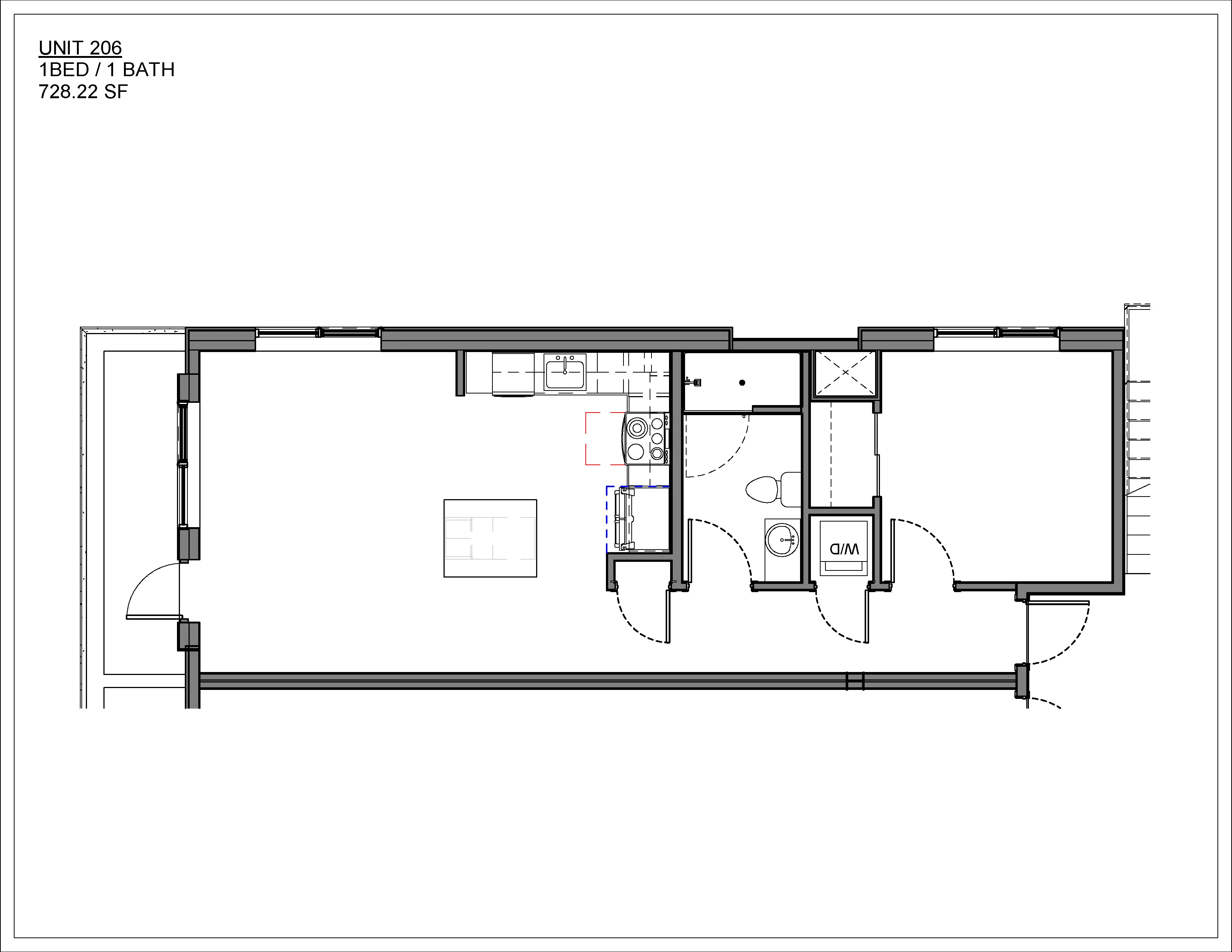 One bedroom condo floor plan at Suttree in South Knoxville