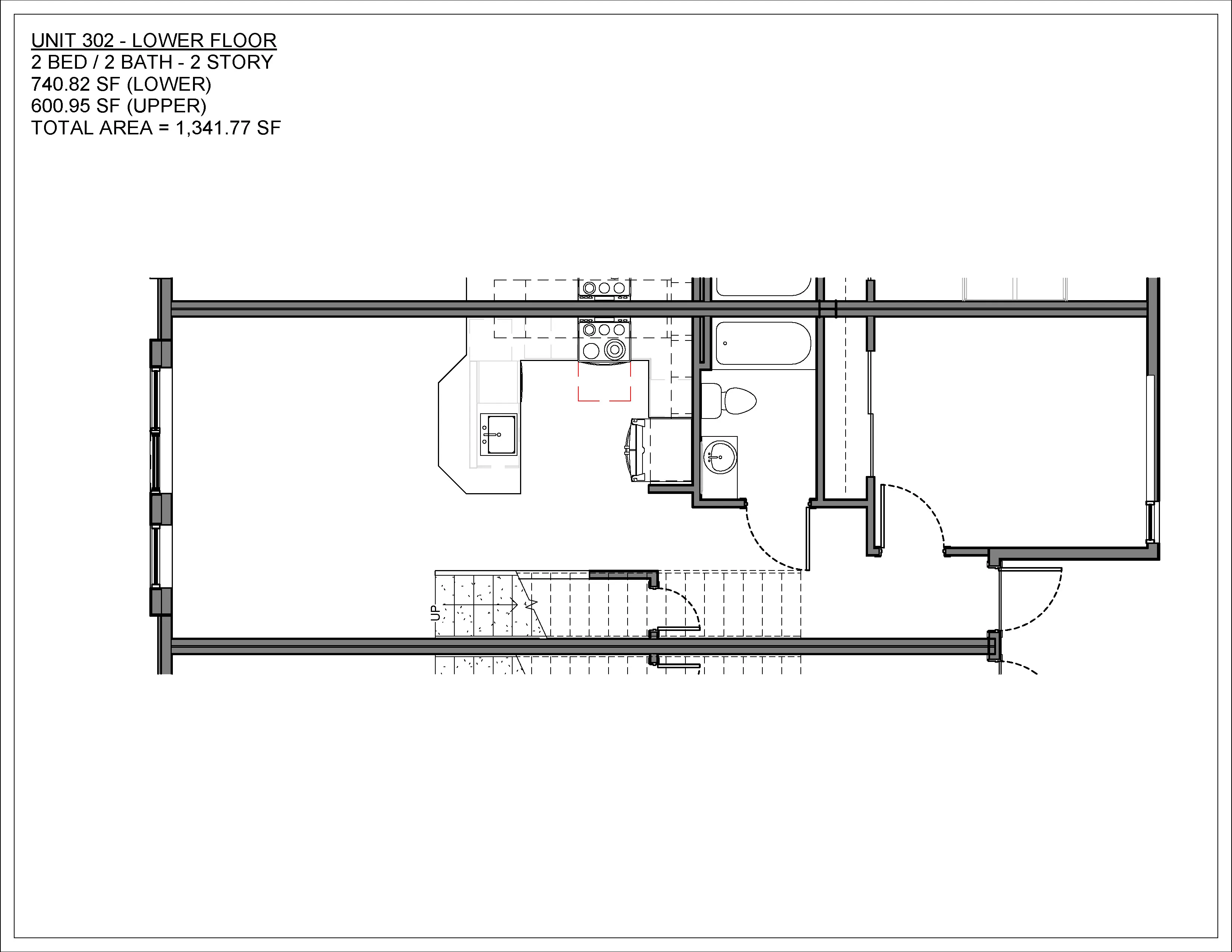 Two bedroom condo floor plan at Suttree in South Knoxville