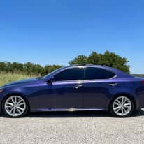 Blue sedan with window tinting