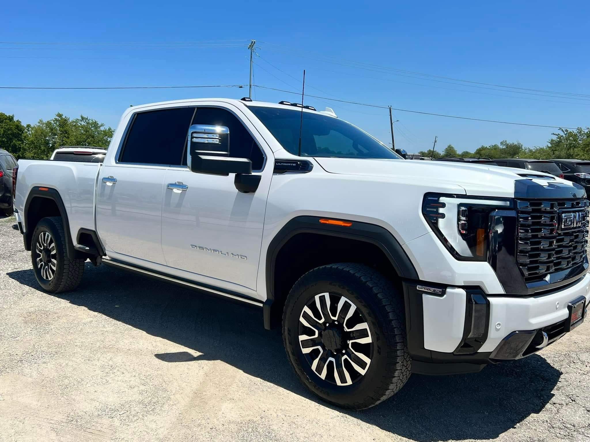 White pickup truck with window tinting