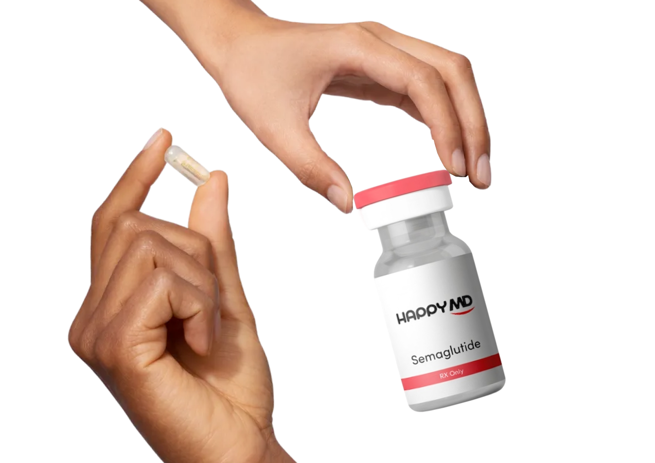 Clear glass vial with blue cap and label reading Glutathione Injection, RX Only, 2ml.