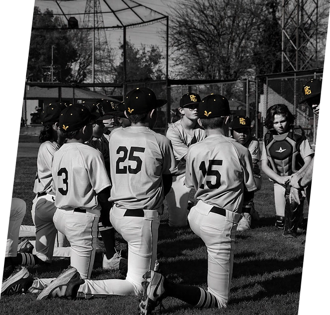 Black Gold Baseball players receiving team instruction during development-focused practice