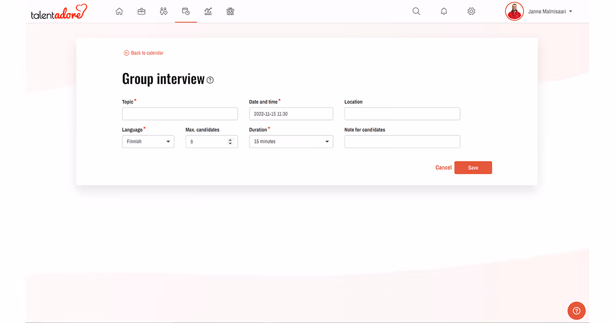 Calendar View - TA Hire - Group Interview