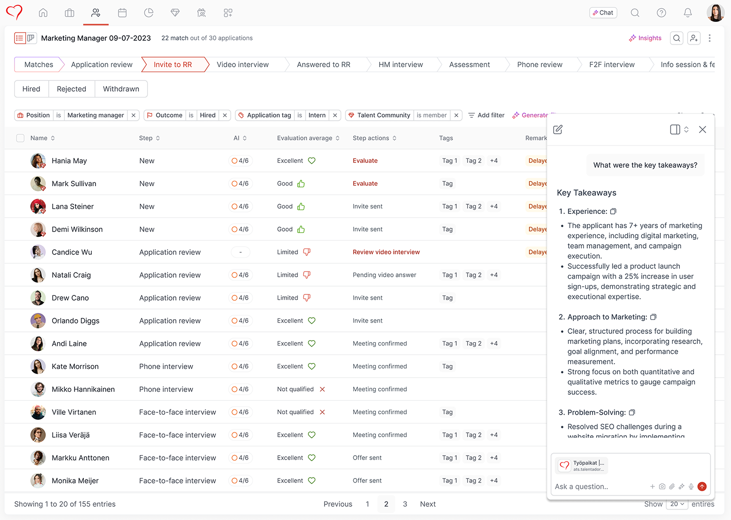 Sneak peak into conversational UI of TalentAdore Hire