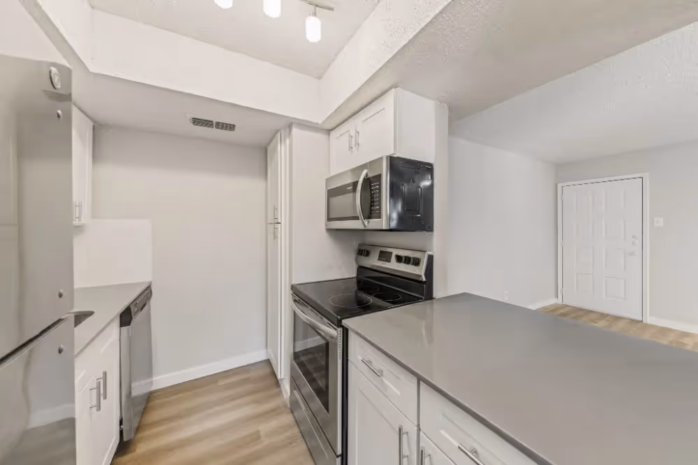 Kitchen with stainless steel appliances 
