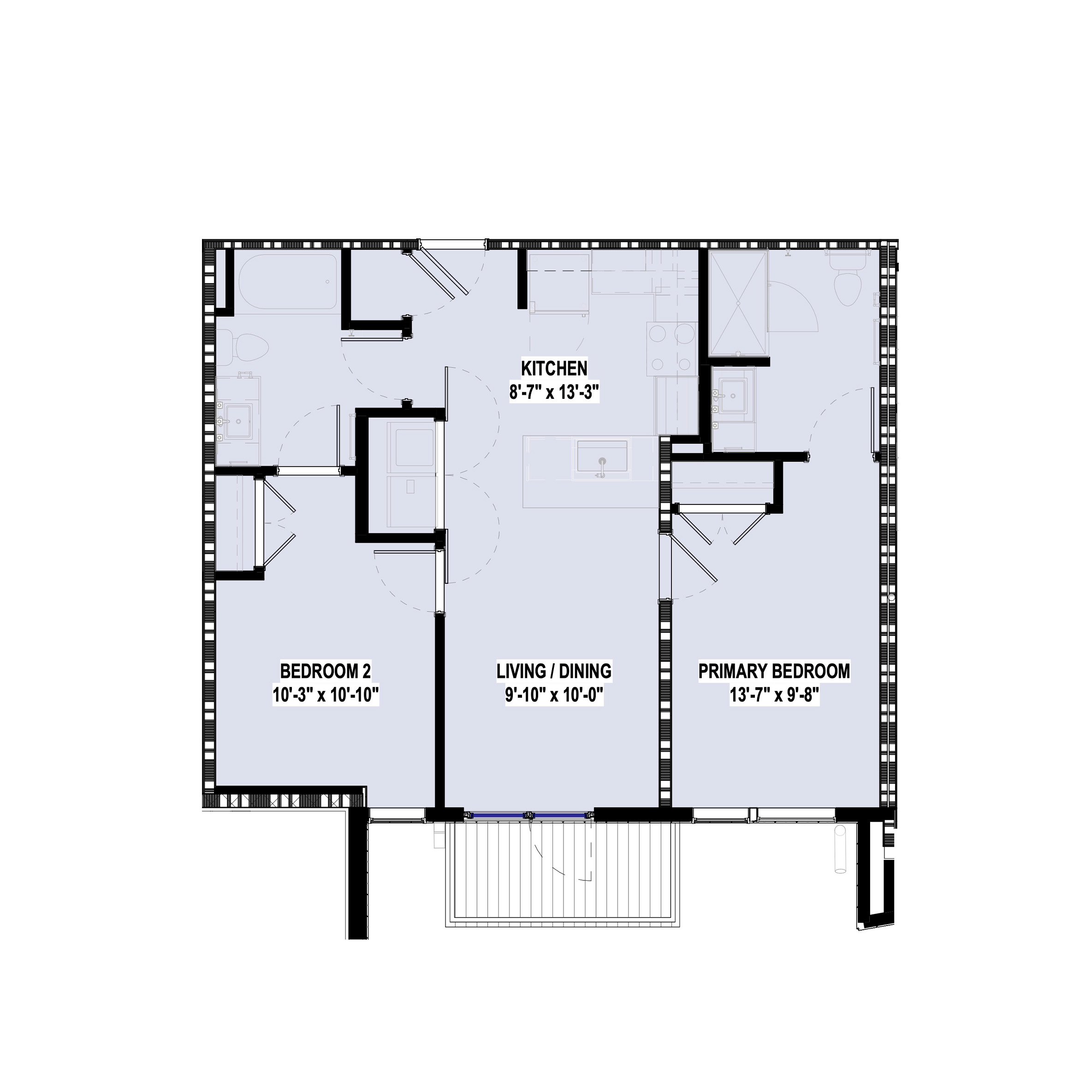 two bedroom apartment floor plan at City Summit Apartments
