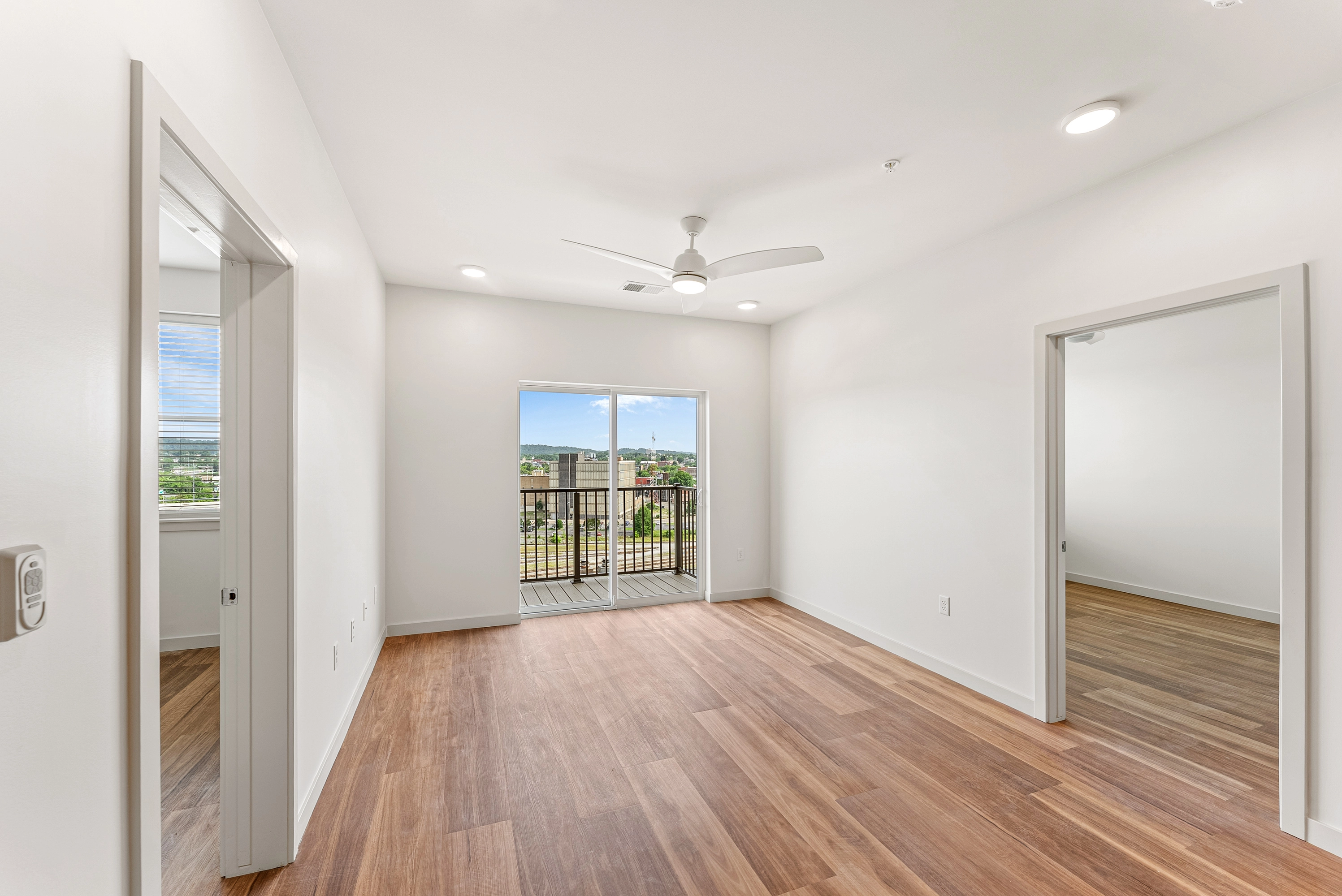 an exterior image of a balcony sliding glass door