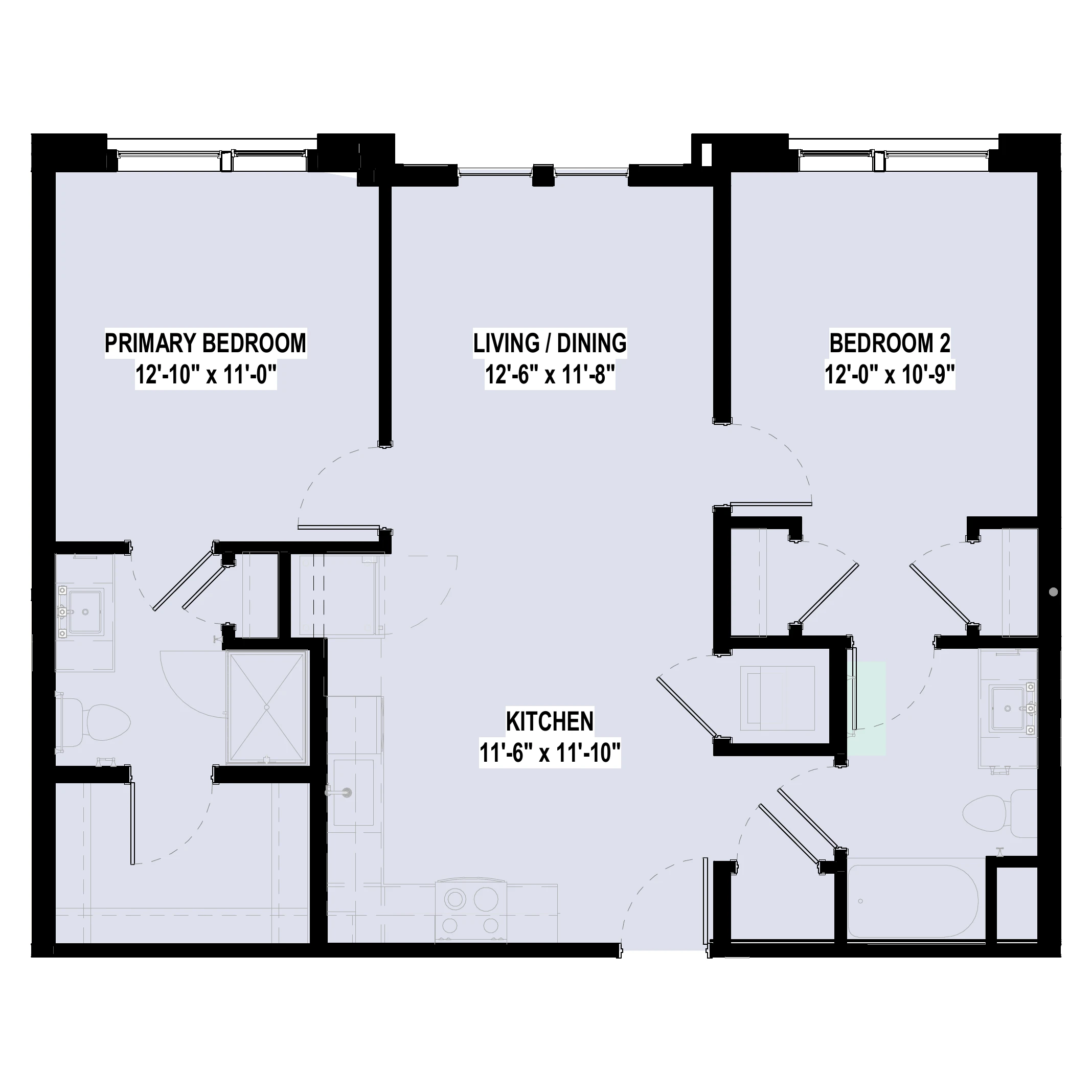 Two apartment floor plan at City Summit Apartments
