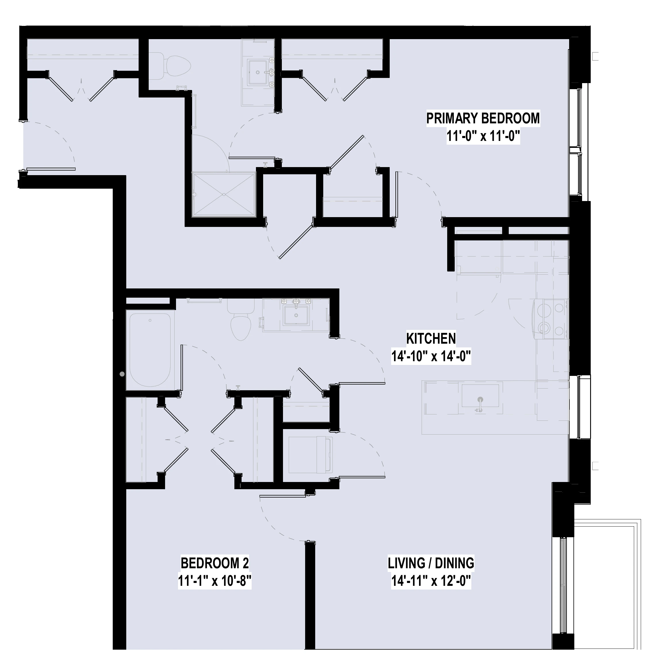 Two apartment floor plan at City Summit Apartments