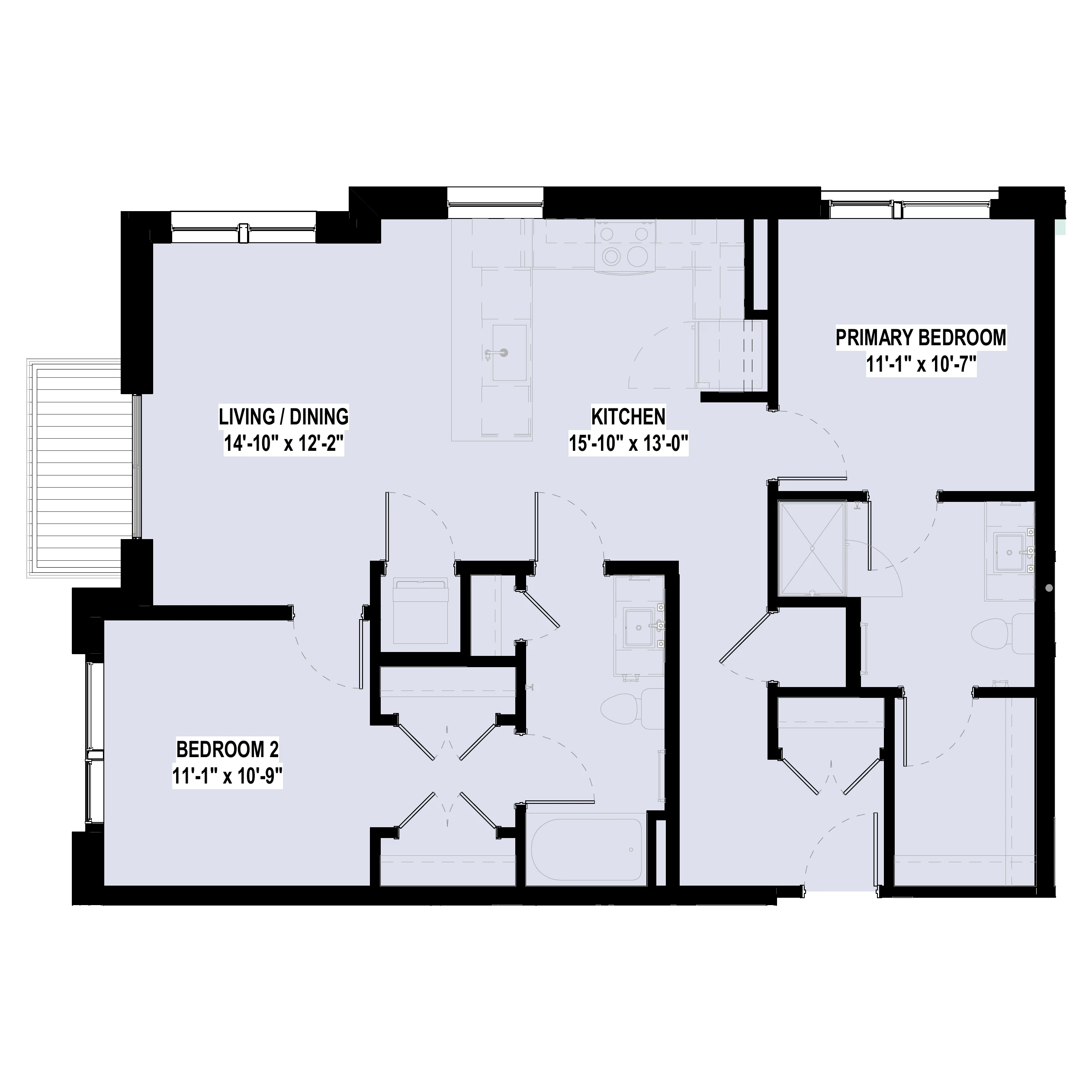 Two apartment floor plan at City Summit Apartments