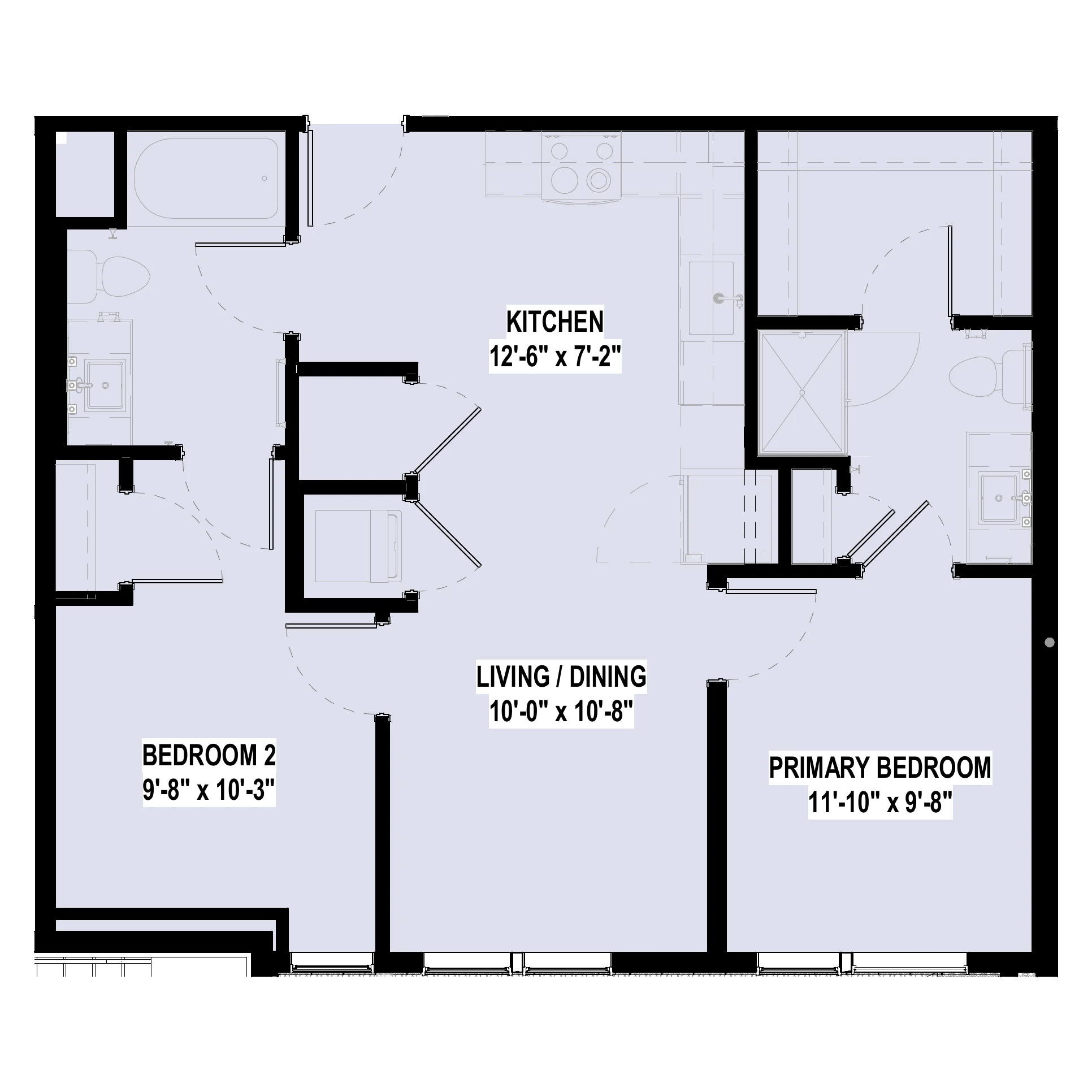 Two apartment floor plan at City Summit Apartments