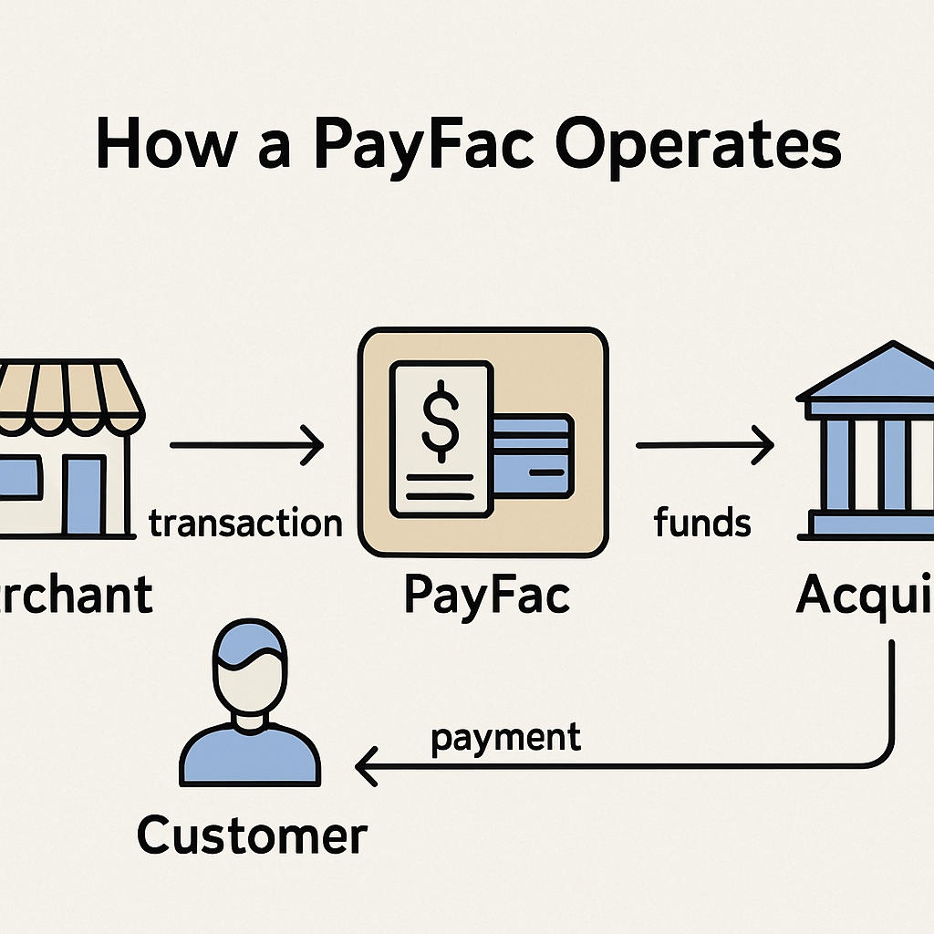 Diagram illustrating how a PayFac operates