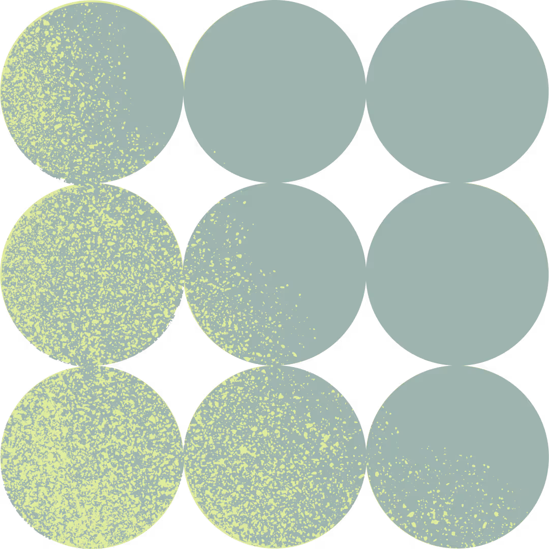 Abstract graphic of nine pale green circles in a grid