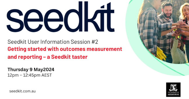 Seedkit logo in black above text announcing upcoming user info session