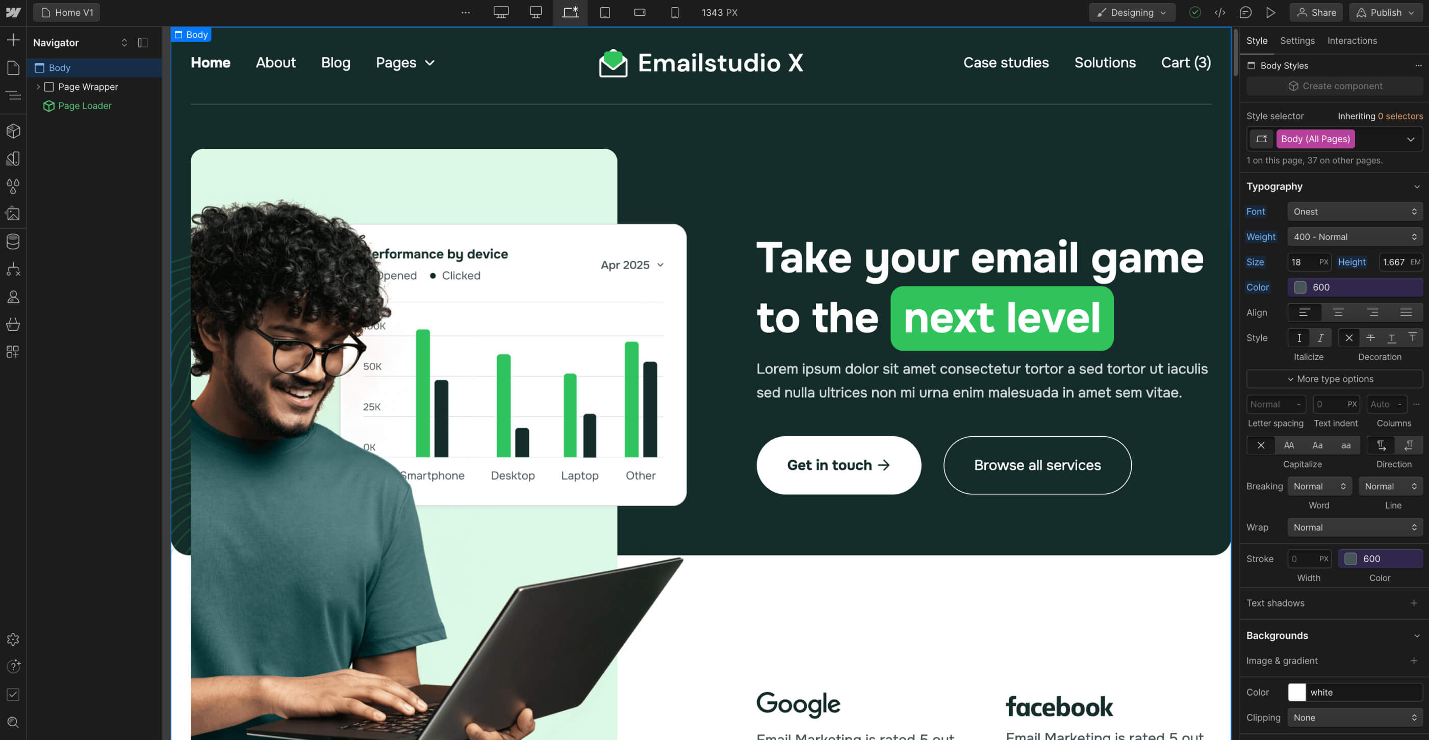 Typography - Emailstudio X Webflow Template
