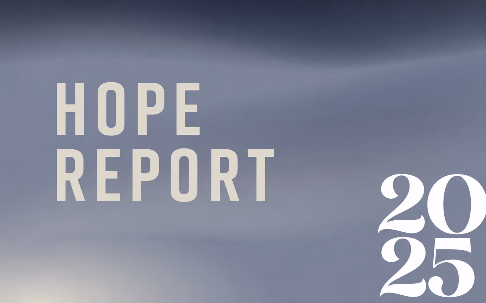 Text reading 'HOPE REPORT 2024' on a smooth gradient blue and gray background.